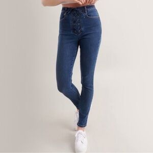 Garage High Waist Lace Up Skinny Jeans | Size 5